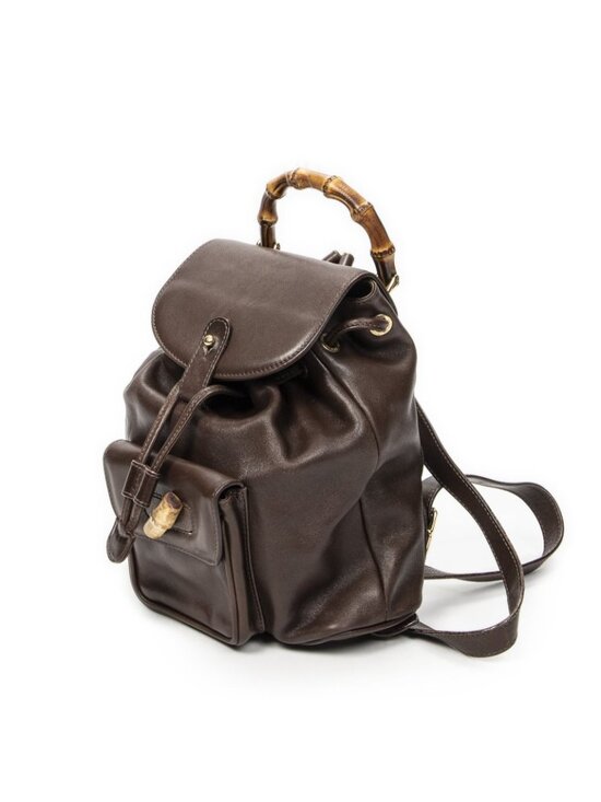 Gucci Mini Bamboo Backpack Dark Brown Calfskin Leather main image 4